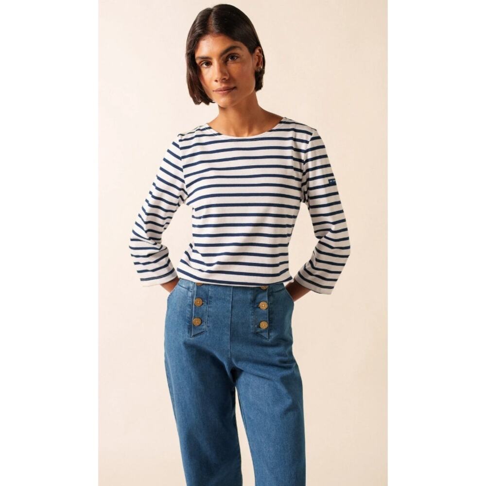 Saint James GALATHEE II 3/4Sleeve Breton Striped Navy/White Top 14